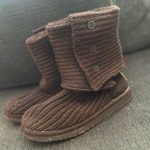 UGG Chocolate Knit Boots with Buttons size 8